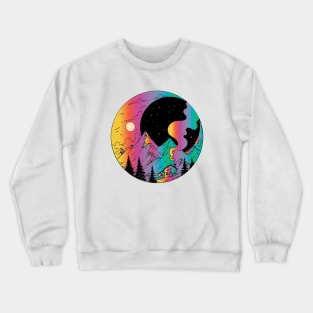 retro moon and stars mountains Crewneck Sweatshirt